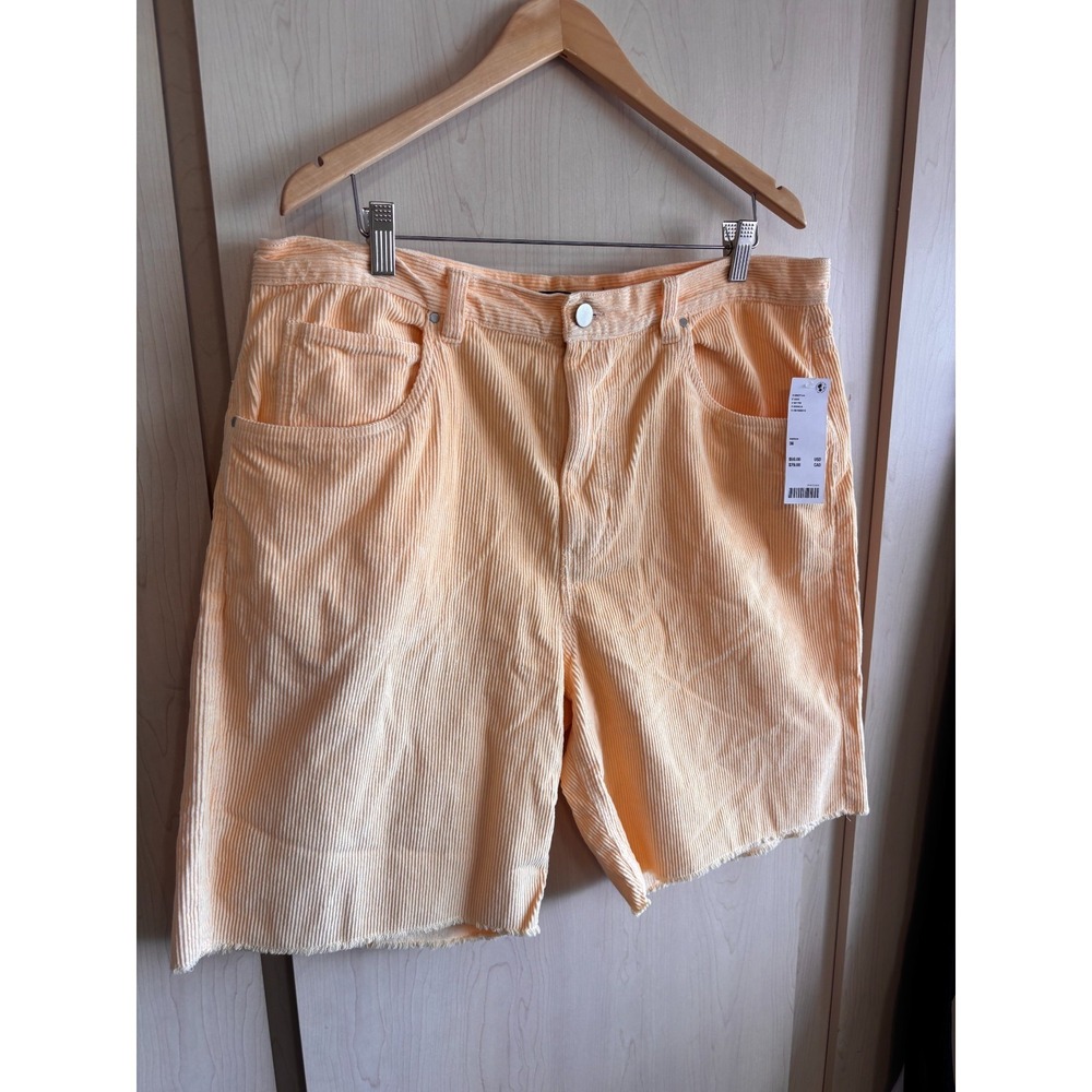 New Urban Outfitters Men's Sz 36 Orange Corduroy Cut Off Chino Shorts OB1968019